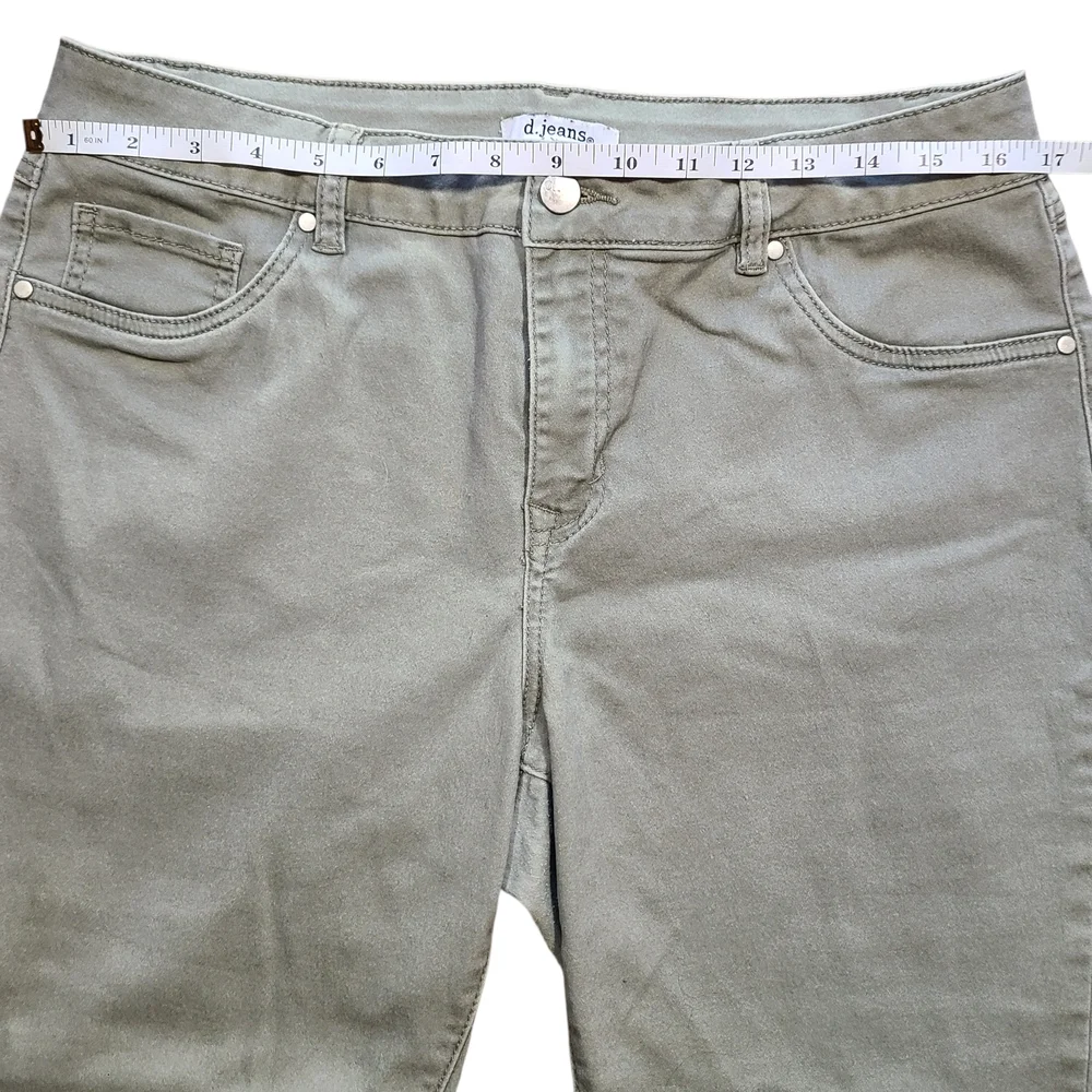 d.jeans Olive Green Skinny Jeans Women’s Size 14 Stretch Mid Rise - Picture 7 of 9